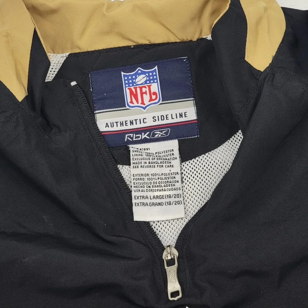 REEBOK New Orleans Saints NFL 1/4 Zip Pullover Windbreaker Youth XL Side Zip EUC
